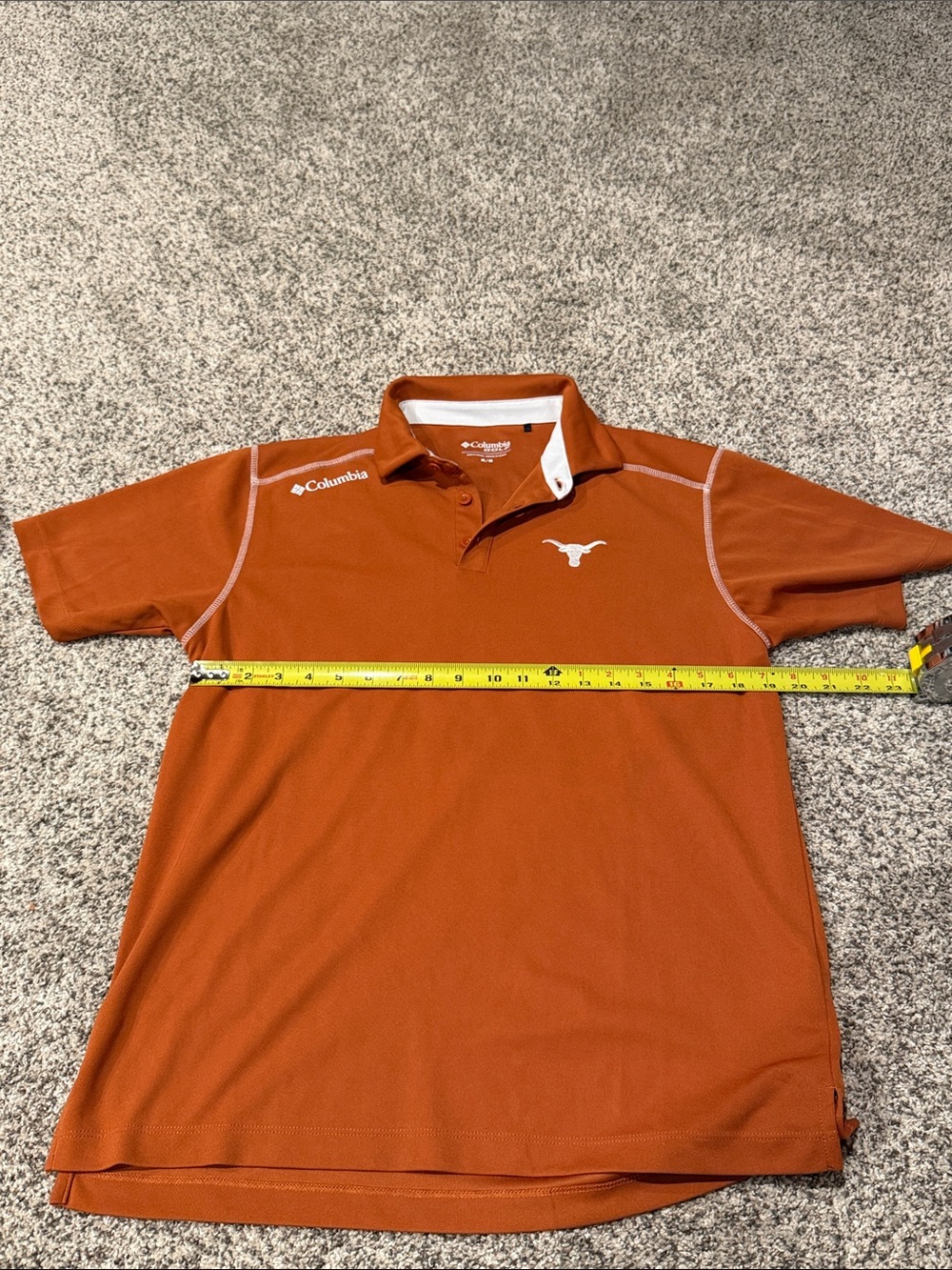 Columbia Rust Orange Short Sleeve Polo with Texas Longhorns Emblem